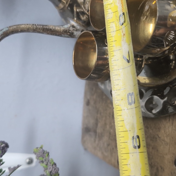 Vintage Miniature Copper/Brass Arabic Tea Set with Gold Accents - Picture 4 of 10